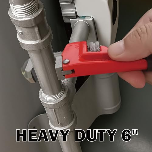 Image of Rayfox 6 Inch Small Pipe Wrench Adjustable Mini Plumbing Wrench for Tight Spaces Heavy Duty Straight Plumber Tool with Floating Hook Jaw and I-Beam Handle (red)