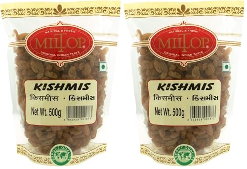 Image of Miltop Dry Fruits Seedless Kismis Raisins Dry Grapes Kishmish - 500g (Pack of 2)