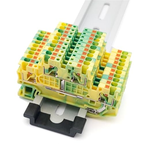 PTTB 1.5-PE Ground Double Level Terminal Block Din Rail Push-in Conductor PT 1.5mm² Wire Connector Electric PTTB1.5-PE(10 Pcs)