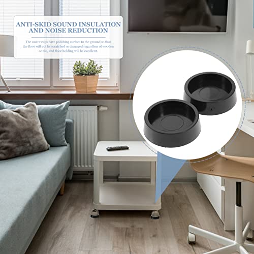 Doitool Rubber Furniture Caster Cups, 4Pcs Non- Skid Furniture Coasters Round Furniture Wheel Stoppers Black(1.97“X1.97”X0.55“) #TOP5
