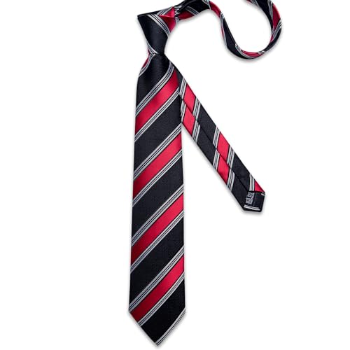 Image of DiBanGu Mens Striped Tie Silk Woven Necktie and Pocket Square Cufflinks Tie Clip Set Wedding Business Formal Gift Tie for Men