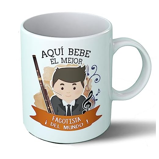Planetacase - Taza Fagotista - Regalo Original - Cerámica Alta Resistencia 330 mL - Apta Microondas y Lavavajillas - Ideal Música y Músicos, Fagot, Fagotista, Él