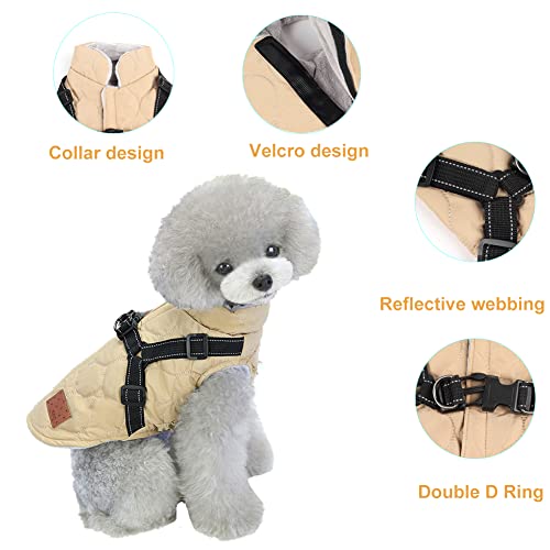 meioro Hundebekleidung Warmer Hundemantel mit reflektierendem Geschirr Winddichte Hundejacke Winterhunde Baumwolltuch Verdickte ärmellose Weste Baumwollhundepullover Haustierjacken (grau, S)