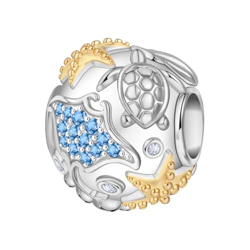 PANPOKI 925 Sterling Silber Meerestier Charms - Anhänger Kollektion (Delfin Schildkröte Fisch Seestern) für Armbänder & Halsketten für Damen (Underwater World)