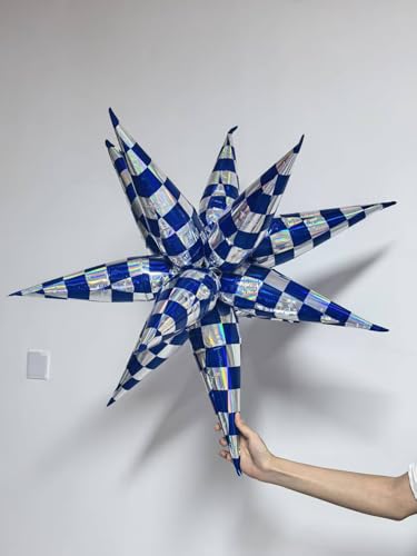 Image of Blue Gingham Balloons Check Balloons Gingham Birthday Party Decorations for Man Birthday Party Decoration Space Themed Party Decor Boy Baby Shower