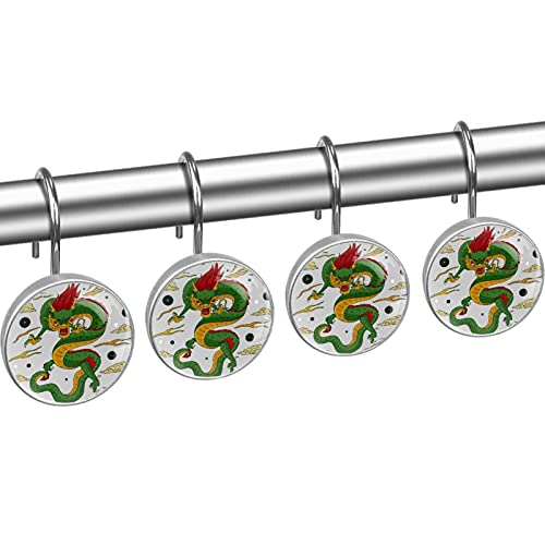 Attaches rideau de douche acier inoxydable antirouille dragon vert - 3