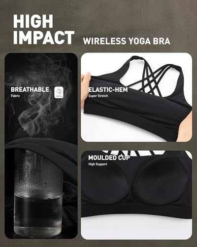 Image of RUNNING GIRL Sports Bras for Women,Crisscross Back High Impact Sports Bra with Hook Closure Workout Supportive Bra