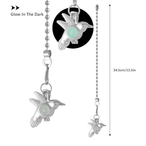 Image of 2Pack Hummingbird Ceiling Fan Pull Chain Glow in The Dark | 12inch Fan String Pulls Charm Extension Decorative,3mm Diameter Beaded Fluorescent Light Chains Ornaments with Connector