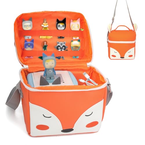 Carrying Case Compatible with Toniebox 2/1,Tonie Figures,Tonie Characters, Tonies Storage and Organizer with Shoulder Strap,Tonies Box Starter Set,Tonies Headphones,Charging Station Bag(Orange)