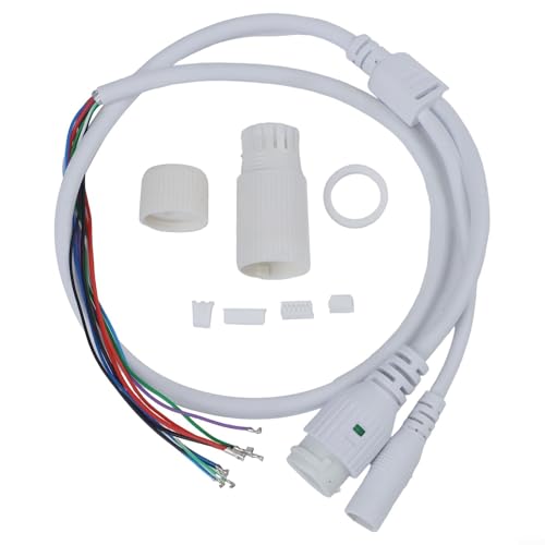 Fauhapyway Cable de red CCTV de 1/9 piezas con conector de alimentación hembra RJ45 y CC para módulo de cámara IP, 70 cm, PVC blanco, accesorio de cableado resistente a la intemperie (1)
