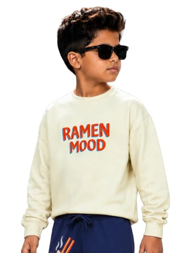 Image of KiddoPanti Boys Solid Round Neck Full Sleeve Fleece Sweatshirt | 60% Cotton 40% Polyester | Soft Warm Winter Pullover | Ribbed Cuffs & Hem | Casual Winter Sweatshirt for Kids