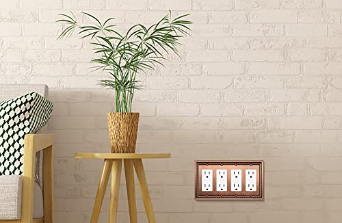Image of Henne Bery Sunken Pearls Heavy Duty Decorative Wall Plate Switch Plate Outlet Cover (Quad Decorator, Antique Copper)