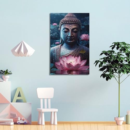Impression sur toile poster méditation Bouddha lotus 60x90