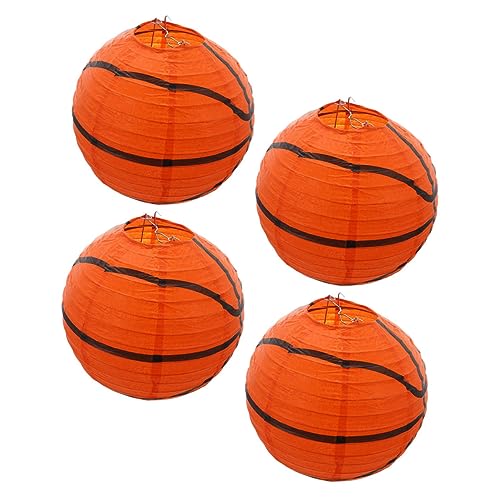 CHILDWEET 4pcs Basketball Paper Lanterns for Sports Theme Party Decorations Cute Lightweight Hanging Decor for Events Basketball Shape