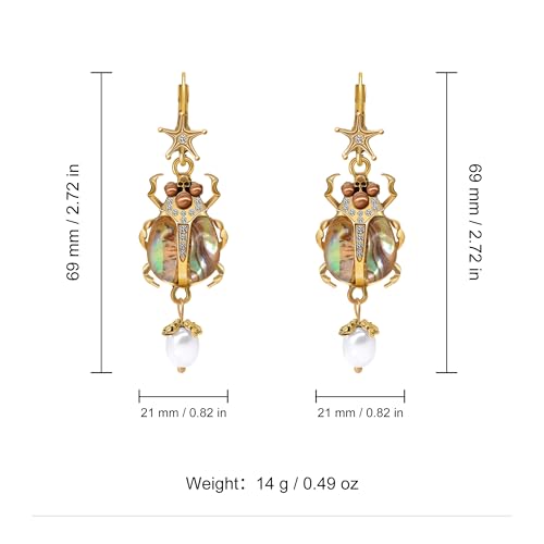 Vintage Beetle Scarab Bug Dangle Earrings for Women, Imitation Pearl Insect Drop Dangle Earrings Renaissance Victorian Style Jewelry Earrings Egyptian Earrings for Party Gifts4