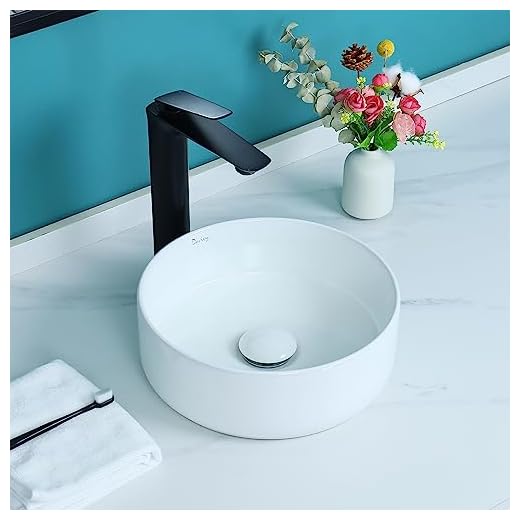 Davivy 12.2'' Round Vessel Sink with Pop Up Drain,Small Bathroom Vessel Sinks,Bathroom Sinks Above Counter,White Vessel Sink,Counter top Sink,Tiny Bathroom Sink Bowl,Round Sinks for Bathrooms