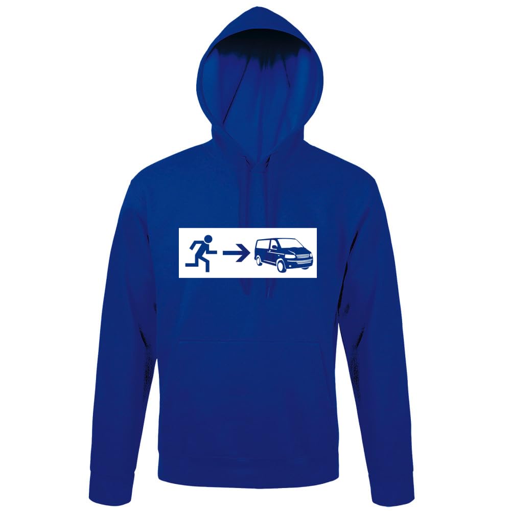 Wyjście awaryjne minibus męska bluza z kapturem, niebieski Royal, 4XL