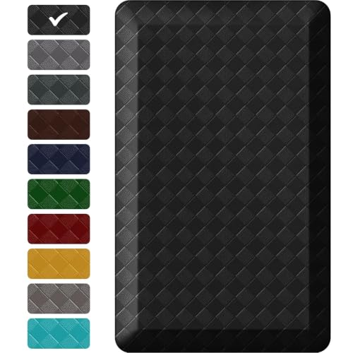 1" Thick Kitchen Mats for Floor, Water Resistant Floor Rug,Black/32" x 20"