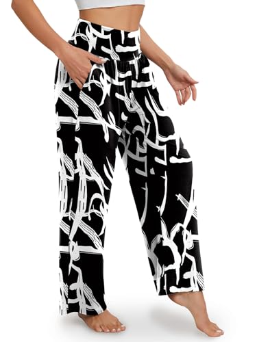 Image of Gracyoga Wide Leg Yoga Pants for Women Casual Loose Cozy Sweatpants High Waisted Lounge Pajama Flowy Pants With Pockets