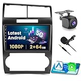 [2+64G] Hikity Android 15 Car Stereo for Dodge Charger/Magnum 2005 2006 2007 with Wireless Carplay Android Auto, 9' Touchscreen Car Radio Mirror Link GPS WiFi Bluetooth SWC Backup Cam FM Mic