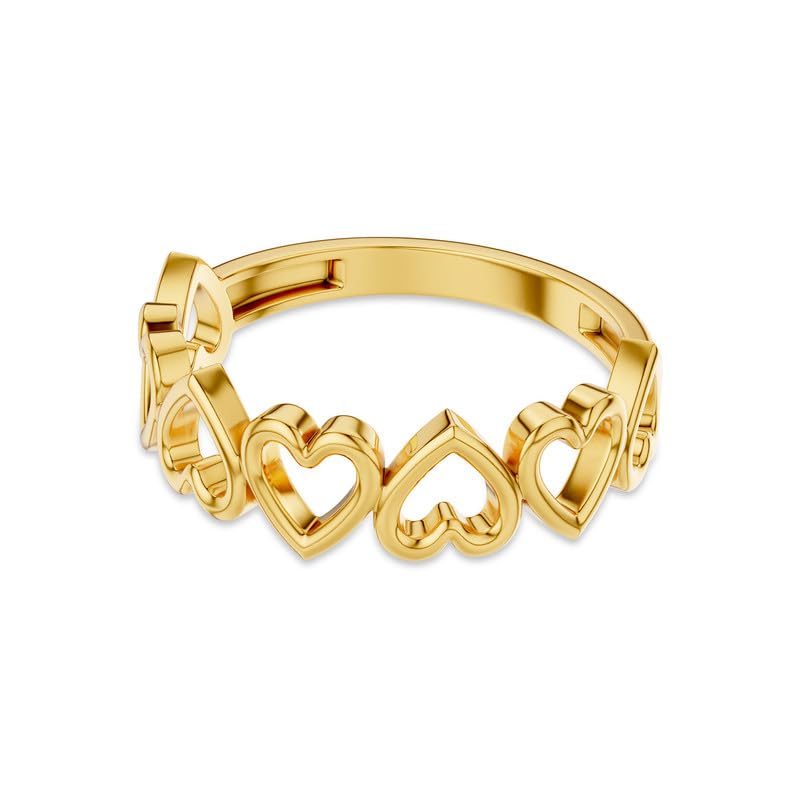 Image of KISNA 9KT / 14KT / 18KT HeartLink Yellow Gold Ring For Women | S14