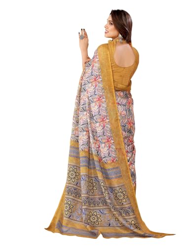 Image of RAJESHWAR FASHION WITH RF Women's Kota Doria Floral Printed Fancy Sarees For Girls With Blouse Piece,Saree Length-5.50 Mtr,Blouse Length-0.8 Mtr(Tulsi)