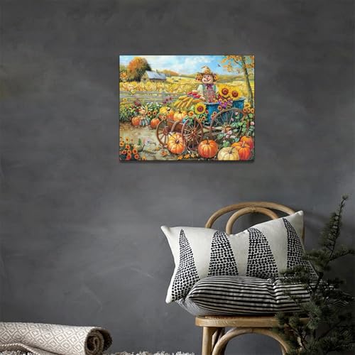 Farmhouse-Autumn-Wall-Art-Fall-Harvest-Wall-Decor-Pumpkin-Patch-Sunflower-Barn-Pictures-Scarecrow-Canvas-Print-Painting-Artwork-for-Kitchen-Living-Room-Bedroom-12×16 Farmhouse Autumn Wall Art Fall Harvest Wall Decor Pumpkin Patch Sunflower Barn Pictures Scarecrow Canvas Print Painting Artwork for Kitchen Living Room Bedroom 12×16