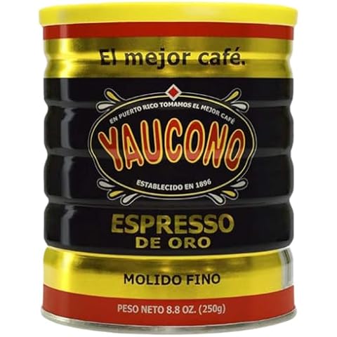Yaucono Espresso De Oro Ground Coffee Can, Arabica, Dark Roast, Fine Grind, 8.8 Ounce (Pack of 1) Cover