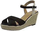 sommerlich elegant TOM TAILOR Damen 1190101 Keilsandale, Schwarz, 37 EU