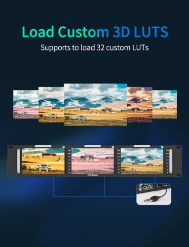 Image of FEELWORLD T51 Plus-H Triple 5.5 Inch 2RU Broadcast Rack Mount Monitor LCD 1920x1080 HDMI AV Input and Output