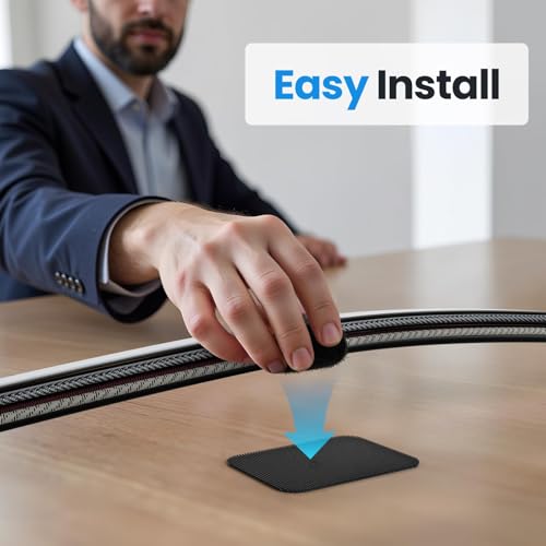 Image of 41pcs Wire Manager for Desk, Cable Management Kit, Under-Desk Cord Organizer, Black Hook and Loop Cable Ties Set with 30x80mm and 30x40mm Sizes