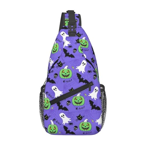Mochila bandolera Halloween verde con calabaza miniatura 1