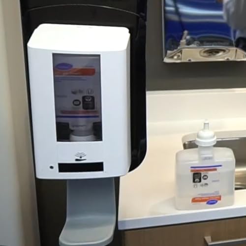 Image of Diversey IntelliCare Hybrid Hand Hygiene Dispenser, White, 6 Pack | Foam and Liquid Compatible, Large Sight Window, Dual Dosage Settings, ADA Compliant, Battery Assisted