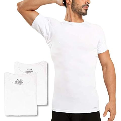 Ejis Sweat Defense Undershirt | Crew Neck (3-Pack) | Underarm Sweat Proof Micro Modal (X-Large, White) Cover
