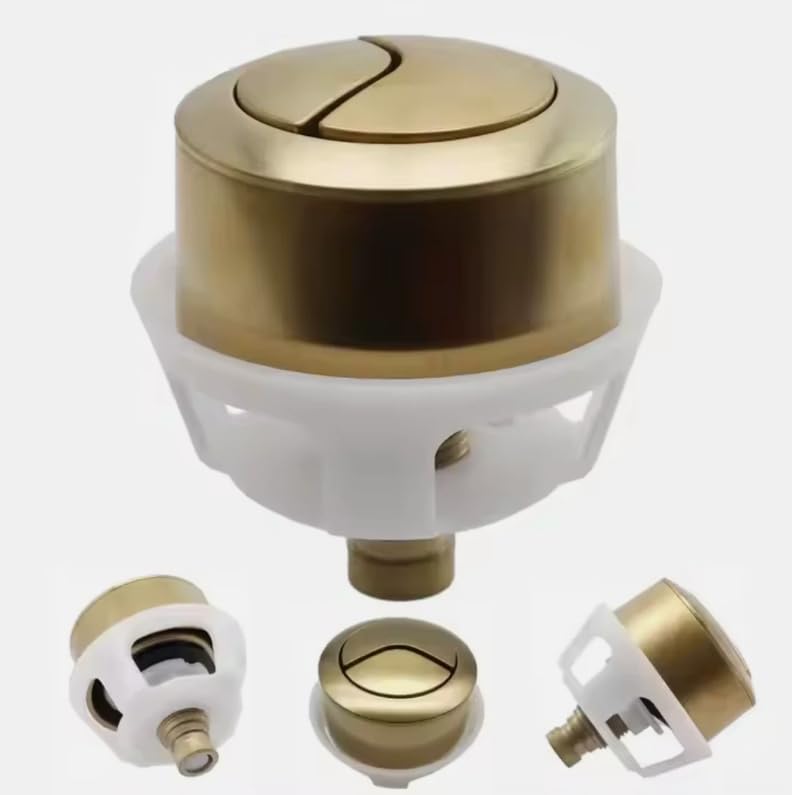 Taps2Traps Brushed Brass Effect Toilet Dual Flush Button Replacement Fits Siamp Cable Operated Flush Valves - Optima 50 - Please See Additional Images for Compatability