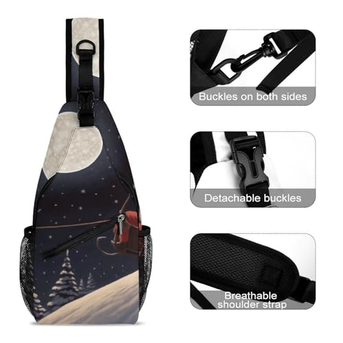 Morrales Crossbody Christmas Moon para Senderismo miniatura 3