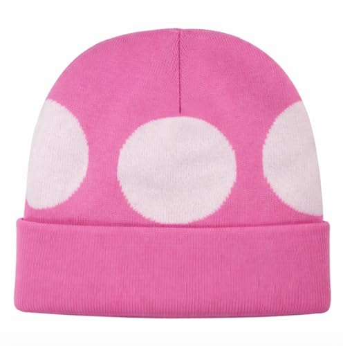 Cosplaya Pink Mushroom Knit Beanie Costume Hat for Womens Mens Adult Spores Cottagecore Cosplay Halloween One Size