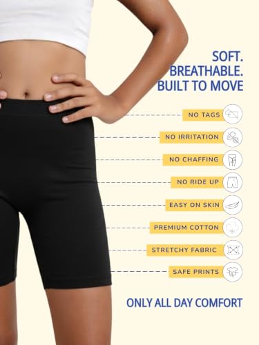 Image of mackly Girls Inner Shorts (Pack of 2) | 2-in-1 Seamless Panty Shorts with Gusset | Soft Breathable Base Layer for Dresses, Skirts