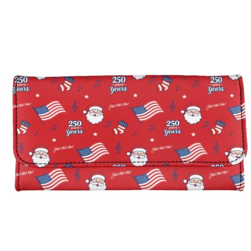 Image of AFPANQZ Womens Wallet Leather Trifold Ladies Purse long Clutch Credit Card | Santa Claus 250th Print RFID Blocking Large Capacity Shopping Outdoor Vintage Phone Holder Pockets