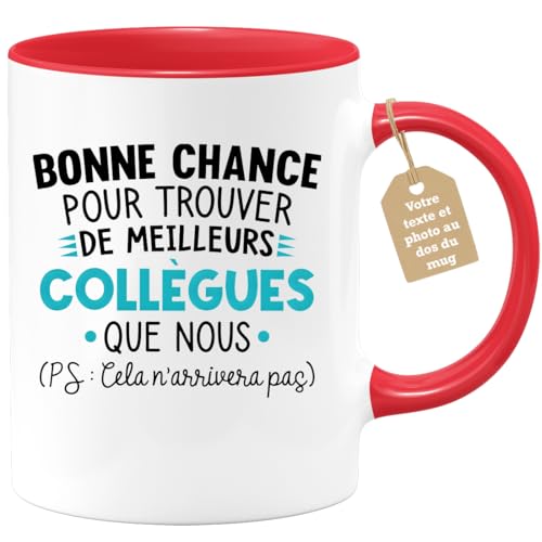 Café-Croissant - Mug Personnalisable Texte Photo Humour Départ Collègue - Bonne Chance Pour Trouver De Meilleurs Collègues Que Nous - Cadeau Noël Original...