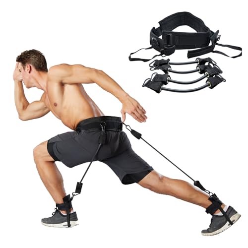 Vertical Jump Trainer Leg Strength Resistance Bands Set,Speed Agility Training Strength Ankle Straps Jump Trainer for Basketball,Triple Jump,Football,Volleyball,MMA,Yoga Training