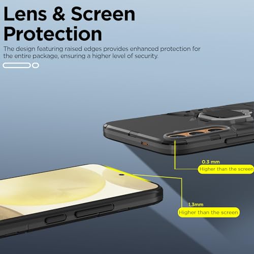 Image of Pikkme Samsung Galaxy S24 5G Back Cover | D5 Tough Armor Bumper | 360 Protection Case | Ring Holder Stand Case for Samsung Galaxy S24 5G (Black)