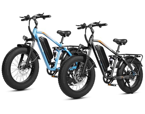 ESKUTE M300F Electric Bike for Adults, 52V 20.8Ah Long Range Battery, 33MPH Fast Ebike 1200W Motor, 20" x 4" Fat Tire Electric Mountain Bike for Men Women, Full Suspension, Commute, Off-Road image 8