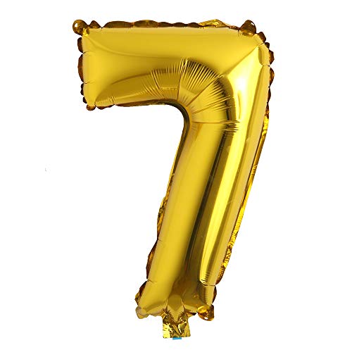 32 inch Letter Balloons Gold Alphabet Number Balloons Foil Mylar Party Wedding Bachelorette Birthday Bridal Shower Graduation Anniversary Celebration Decoration (32 inch 7 Gold)