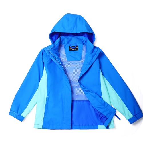 Image of YINGJIELIDE Boys Girls Waterproof Rain Jackets Kids Easy to Fold Windbreaker Lightweight Outdoor Hooded Raincoat