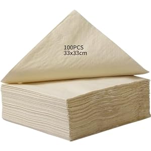 MORGIANA 100 Pcs Disposable Paper Napkins, Eco Napkins Biodegradable, Compostable Serviettes, Brown Cocktail Napkins for Party, Bar, Christma（33 * 33CM）