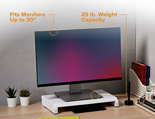 Image of Bostitch Office Konnect Adjustable Monitor Stand Riser, 4 Height Adjustments, Built-In Cable Management, Rubber Feet - White