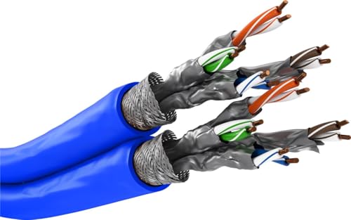 Câble Ethernet CAT7 50 m Goobay anti-interférence cuivre S/FTP LSZH bleu