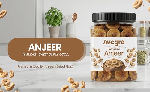 Image of Avogro Premium Anjeer 500Gram | Soft, Juicy and Naturally Dried Figs Dry Fruit | No Added Sugar | Healthy Snack Rich Source Of Fiber | Low in Fat | Jar Pack For Gift