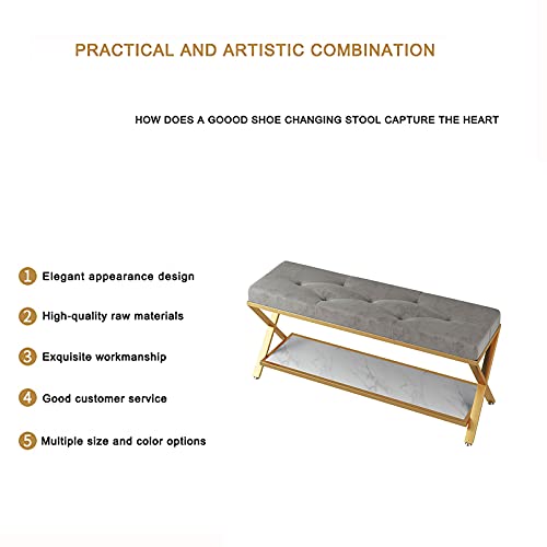 Banc d'entrée en velours haut de gamme chic pour salon moderne - 4